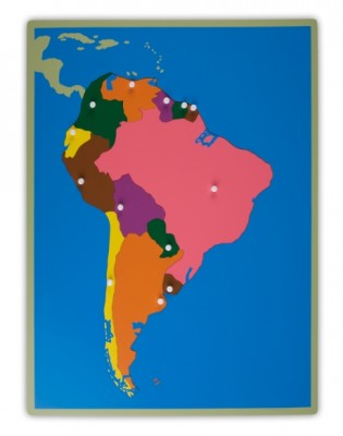 Cartina puzzle dell'America del sud della Montessori