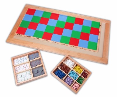 Grande tavola di moltiplicazione con perline e cifre: materiale Montessori
